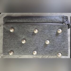 Gray Clutch with Pearl Accents